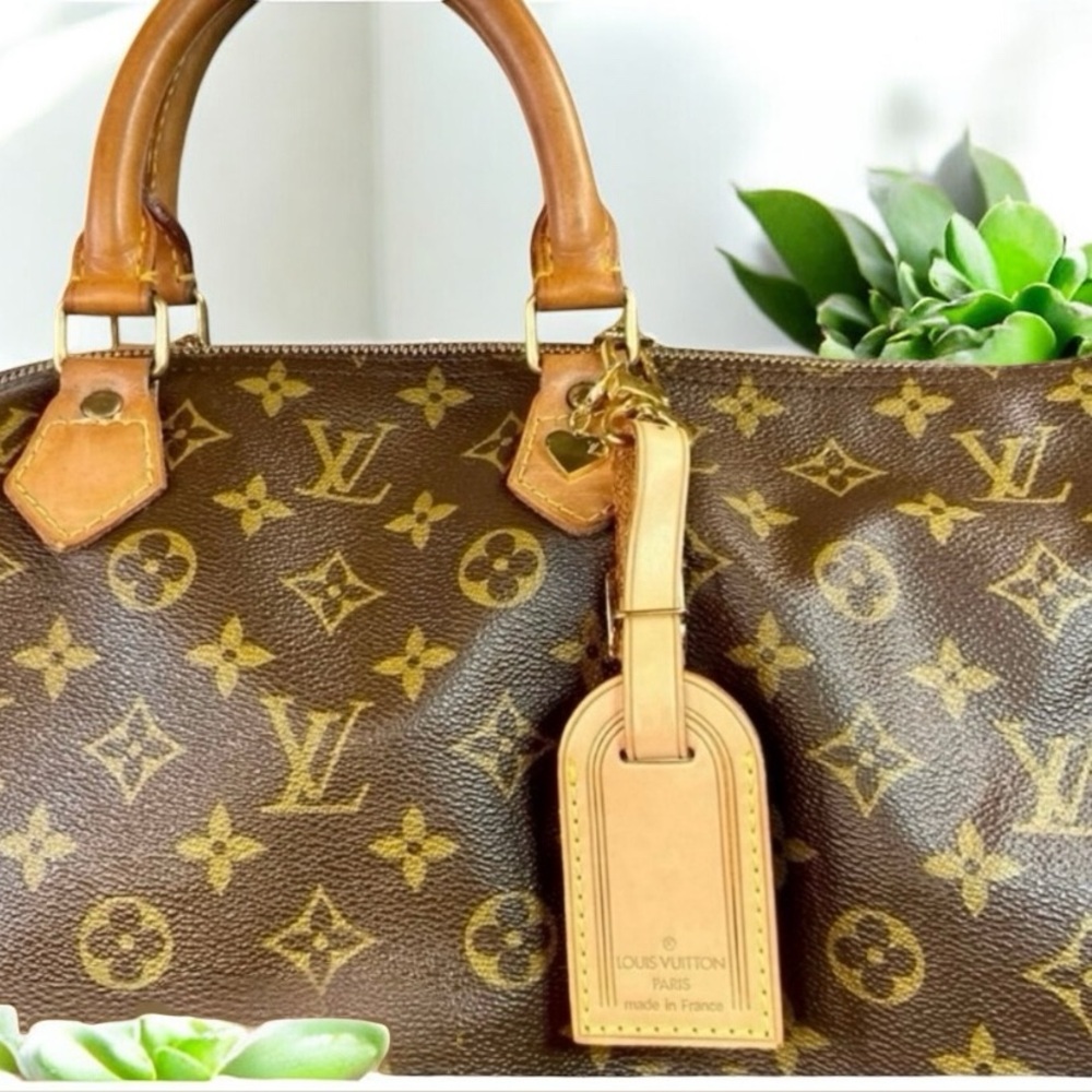 Louis Vuitton Tan Leather Luggage Tag and Poignet